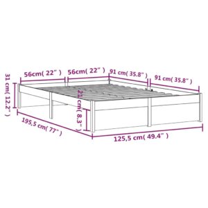 Πλαίσιο Κρεβατιού Μαύρο 120x190 εκ. Μασίφ Ξύλο 4FT Small Double