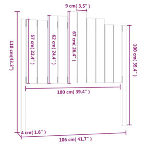 Κεφαλάρι Κρεβατιού 106x4x110 εκ. από Μασίφ Ξύλο Πεύκου