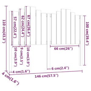 Κεφαλάρι Κρεβατιού Μελί 146x4x110 εκ. από Μασίφ Ξύλο Πεύκου