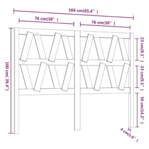 Κεφαλάρι Κρεβατιού Γκρι 166 x 4 x 100 εκ. από Μασίφ Ξύλο Πεύκου