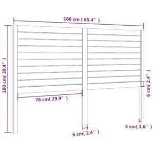 Κεφαλάρι Κρεβατιού Γκρι 166 x 4 x 100 εκ. από Μασίφ Ξύλο Πεύκου