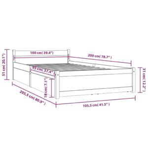 Πλαίσιο Κρεβατιού με Συρτάρια Μαύρο 100 x 200 εκ.