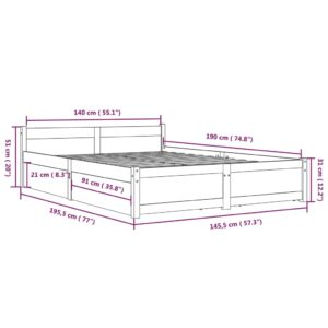 Πλαίσιο Κρεβατιού Με Συρτάρια Γκρι 140 x 190 εκ.