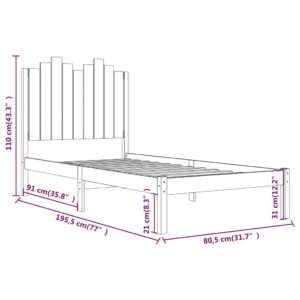 Πλαίσιο Κρεβατιού Μελί 75x190 εκ. Μασίφ Πεύκο 2FT6 Small Single