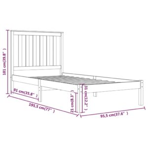Πλαίσιο Κρεβατιού 90 x 190 εκ. από Ξύλο Πεύκου 3FT Single