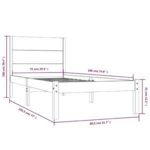 Πλαίσιο Κρεβατιού Γκρι 75x190 εκ. Μασίφ Ξύλο 2FT6 Small Single