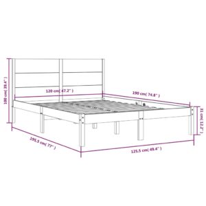 Πλαίσιο Κρεβατιού Μαύρο 120x190 εκ. Μασίφ Ξύλο 4FT Small Double