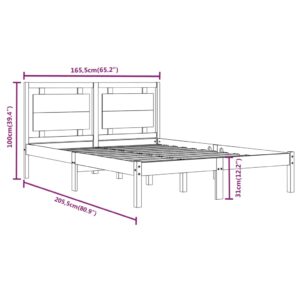 Πλαίσιο Κρεβατιού Καφέ Μελί 160 x 200 εκ. από Μασίφ Ξύλο