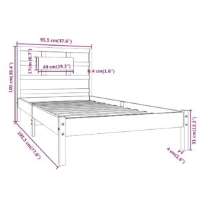 Πλαίσιο Κρεβατιού 90 x 190 εκ. από Μασίφ Ξύλο 3FT Single