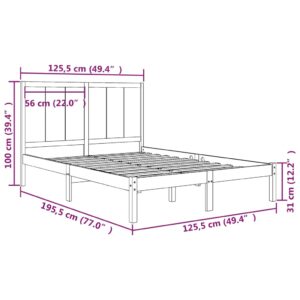 Πλαίσιο Κρεβατιού Λευκό 120x190εκ Ξύλο Πεύκου 4FT Small Double