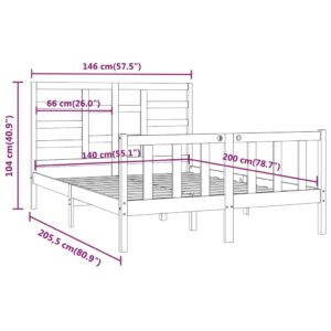 Πλαίσιο Κρεβατιού Λευκό 140 x 200 εκ. από Μασίφ Ξύλο Πεύκου