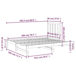 Καναπές Κρεβάτι Συρόμενος Λευκός 2x(90x200) εκ. Μασίφ Πεύκο