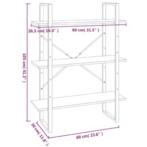 Βιβλιοθήκη με 5 Ράφια Καφέ Δρυς 80x30x175 εκ. Επεξεργ. Ξύλο