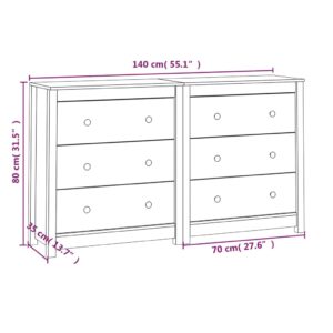 Συρταριέρα Γκρι 140 x 35 x 80 εκ. από Μασίφ Ξύλο Πεύκου