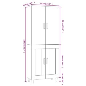 Ντουλάπι Γκρι sonoma 70x34x180 από Επεξεργασμένο Ξύλο