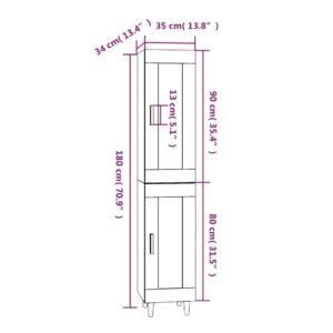 Ντουλάπι Γκρι Sonoma 35 x 34 x 180 εκ. από Επεξεργασμένο Ξύλο