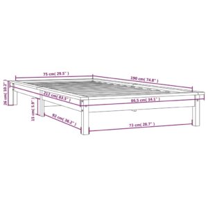 Πλαίσιο Κρεβατιού Γκρι 75x190 εκ. Μασίφ Πεύκο 2FT6 Small Single