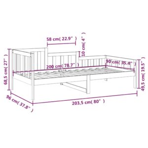 Καναπές Κρεβάτι Μαύρος 90 x 200 εκ. από Μασίφ Ξύλο Πεύκου