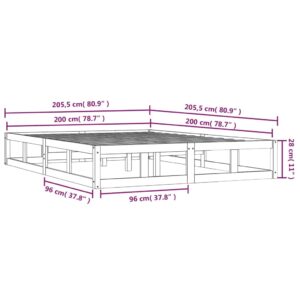 Πλαίσιο Κρεβατιού Γκρι 200 x 200 εκ. από Μασίφ Ξύλο