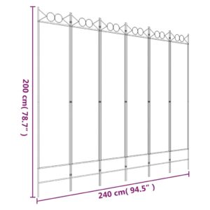 Διαχωριστικό Δωματίου με 6 Πάνελ Μαύρο 240x200 εκ. από Ύφασμα