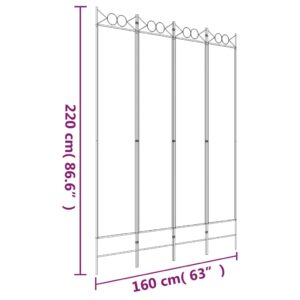 Διαχωριστικό Δωματίου με 4 Πάνελ Λευκό 160x220 εκ. Υφασμάτινο