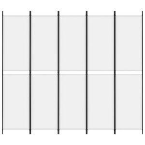 Διαχωριστικό Δωματίου με 5 Πάνελ Λευκό 250x220 εκ. από Ύφασμα