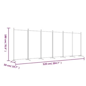 Διαχωριστικό Δωματίου με 6 Πάνελ Καφέ 520x180 εκ. από Ύφασμα