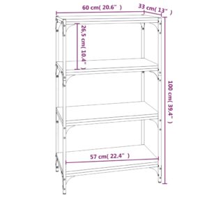 Βιβλιοθήκη Καπνιστή Δρυς 60 x 33 x 100 εκ. Επεξ. Ξύλο & Ατσάλι