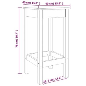 Καρέκλες Μπαρ 2 τεμ. Καφέ Μελί 40x40x78 εκ. Μασίφ Ξύλο Πεύκου