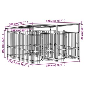 Υπαίθριο Κλουβί Σκύλων με Οροφή από Χάλυβα 3