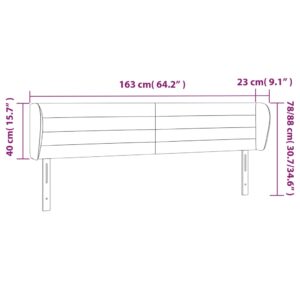 Κεφαλάρι με Πτερύγια Σκούρο Γκρι 163x23x78/88 εκ. Βελούδινο