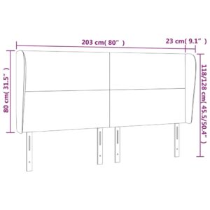 Κεφαλάρι με Πτερύγια Ανοιχτό Γκρι 203x23x118/128 εκ. Υφασμάτινο