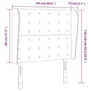 Κεφαλάρι με Πτερύγια Γκρι 103x23x118/128 εκ. Συνθετικό Δέρμα