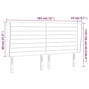 Κεφαλάρι με Πτερύγια Ανοιχτό Γκρι 183x23x118/128 εκ. Υφασμάτινο