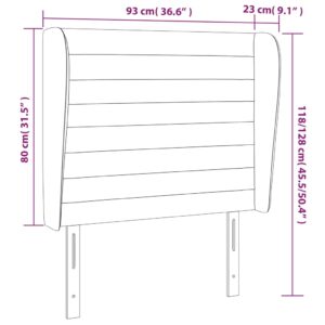 Κεφαλάρι με Πτερύγια Ανοιχτό Γκρι 93x23x118/128 εκ. Βελούδινο