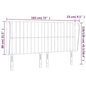 Κεφαλάρι με Πτερύγια Ανοιχτό Γκρι 183x23x118/128 εκ. Υφασμάτινο