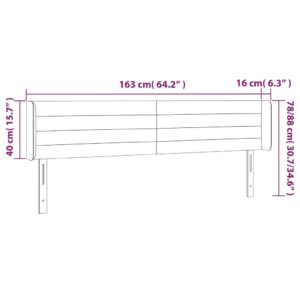 Κεφαλάρι με Πτερύγια Σκούρο Γκρι 163x16x78/88 εκ. Βελούδινο