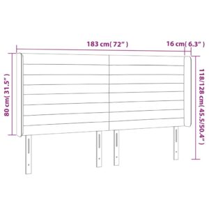 Κεφαλάρι με Πτερύγια Σκούρο Γκρι 183x16x118/128 εκ. Υφασμάτινο