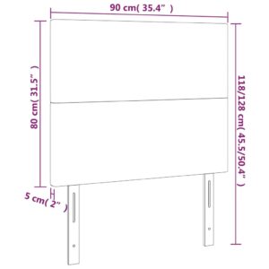 Κεφαλάρι Κρεβατιού LED Ανοιχτό Γκρι 90x5x118/128 εκ. Υφασμάτινο