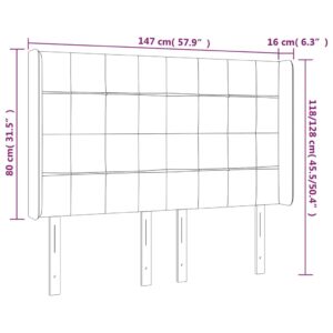 Κεφαλάρι Κρεβατιού LED Πράσινο 147x16x118/128 εκ. Υφασμάτινο