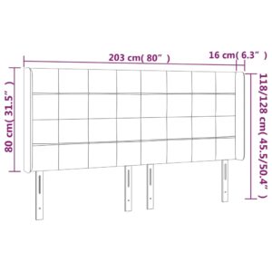 Κεφαλάρι Κρεβατιού LED Μαύρο 203x16x118/128 εκ. Υφασμάτινο