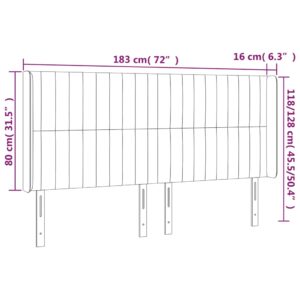 Κεφαλάρι Κρεβατιού LED Μαύρο 183x16x118/128 εκ. Υφασμάτινο