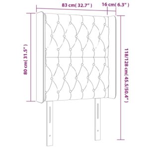 Κεφαλάρι Κρεβατιού LED Σκούρο Γκρι 83x16x118/128εκ. Υφασμάτινο