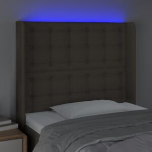 Κεφαλάρι Κρεβατιού LED Taupe 93x16x118/128εκ. Υφασμάτινο