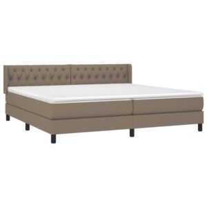 Κρεβάτι Boxspring με Στρώμα Taupe 200x200 εκ. Υφασμάτινο