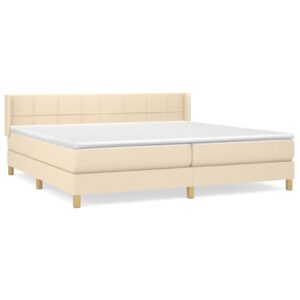 Κρεβάτι Boxspring με Στρώμα Κρεμ 200x200 εκ. Υφασμάτινο