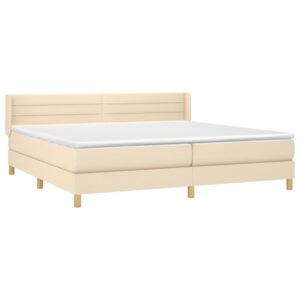 Κρεβάτι Boxspring με Στρώμα Κρεμ 200x200 εκ. Υφασμάτινο