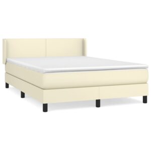 Κρεβάτι Boxspring με Στρώμα Κρεμ 140x190εκ. από Συνθετικό Δέρμα