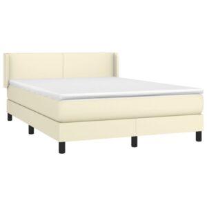 Κρεβάτι Boxspring με Στρώμα Κρεμ 140x190εκ. από Συνθετικό Δέρμα