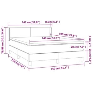 Κρεβάτι Boxspring με Στρώμα Κρεμ 140x190εκ. από Συνθετικό Δέρμα